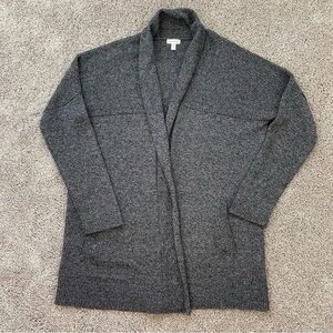 Garnet Hill Merino Wool Blend Open Front Shawl Collar Knit Cardigan Size L